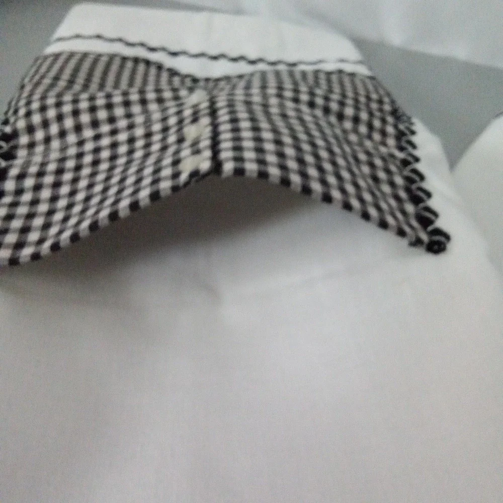Vintage Style White Gingham Pocket Pillowcase Set Black White Lace Bows 2pc
